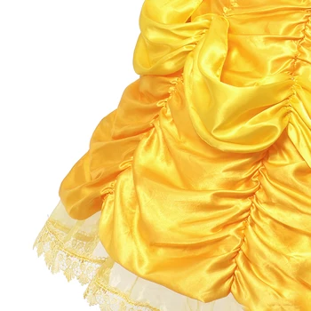 PaMaBa Dekleta Princesa Belle Oblačenja Otrok Cosplay Kostum Obleko Otrok Poročno Noč Čarovnic Belle Stranka Žogo Obleke Haljo Fille Oblačila
