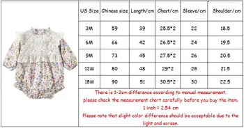 Otroška oblačila, bombaž cvjetnim tiskanja čipke otroci bodysuits Japonskem slogu dojencek dekliška oblačila 0-18 M