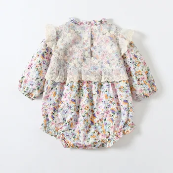 Otroška oblačila, bombaž cvjetnim tiskanja čipke otroci bodysuits Japonskem slogu dojencek dekliška oblačila 0-18 M