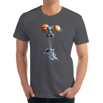 Prostor Balonov, Vesoljskih Sil, ki Vladajo Mens Tshirts Normalno Vrhovi & Tees Čistega Bombaža Camisas Natisnjeni T Shirt EU Plus Velikost
