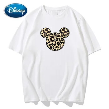Disney T-Shirt Elegantna Moda Mickey Mouse Glavo Natisni O-Vratu Puloverju Tee Pari Unisex Ženske T-Shirt Kratek Rokav Vrhovi 11 Barvno