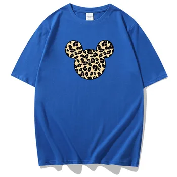 Disney T-Shirt Elegantna Moda Mickey Mouse Glavo Natisni O-Vratu Puloverju Tee Pari Unisex Ženske T-Shirt Kratek Rokav Vrhovi 11 Barvno
