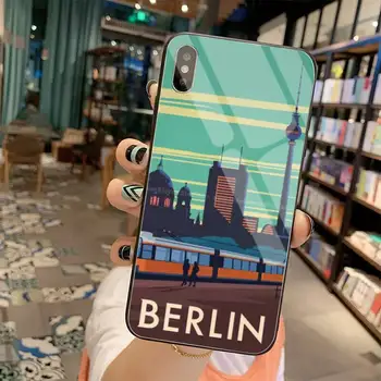 Berlin Art Design Novost Fundas Bling Srčkan Telefon Primeru Kaljeno Steklo Za iPhone 11 XR Pro XS MAX 8 X 7 6S 6 Plus SE 2020 primeru