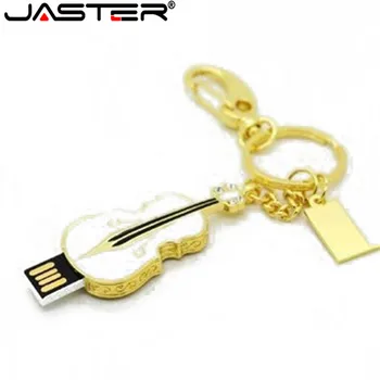 JASTER Kovinski mini Violina, Kitara kristalno ključek USB pen drive 64GB/16G/32GB pomnilniško kartico memory stick usb 2.0 USB creativo diamond U disk