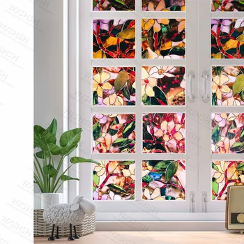 2019 nove pisane Magnolija dekorativni okno film,brez lepila statične Oklepajo zasebnosti stekla nalepke,Toplote Nadzor pvc okno odtenek
