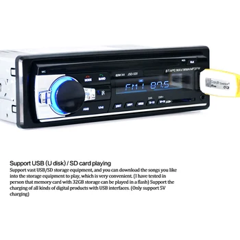 Jintang Bluetooth Autoradio Avtomobilski Stereo Radio FM Vhod Aux Sprejemnik SD USB JSD-520 12V In-dash 1 din Avto MP3 Predvajalnik