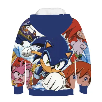 Otroci Nastavite Anime Super Sonic Hedgehog 3d Hoodies zadrgo Puloverju otroška Risanka Majica Trenirko/hlače/družinske t majica, kratke hlače 3