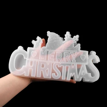 Vesel Božič Kristalno Epoksi Smolo Plesni Božič Santa Pismo Seznam Dekoracijo Silikonski Kalup Za DIY Nakit, Izdelava Ugotovitve