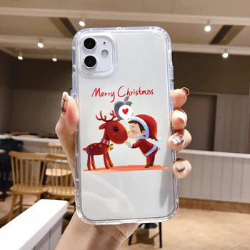 PUNQZY Božično Drevo Vesel Božič Telefon Primeru Za iPhone, Samsung A50 A70 S20 S10 S11 S8 S9 S11E Cvet Mehko Primeru Santa Claus