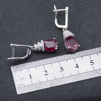 Anzogems naravni afriki ruby nakit sklopov pravi 925 sterling srebrni uhani prstan rdeče gemstone nakit za ženske, darilo 2020