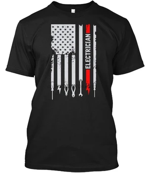 Moški Majica s kratkimi rokavi Ameriško Zastavo Z Električarjem Majica(3) tshirt Ženske