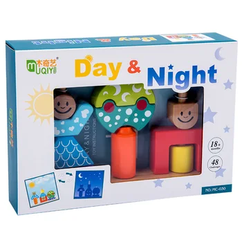 Otrokove ustvarjalne urok vstavljanja dan in noč lesene stavbe skupinske oblike kognitivne roko oči usklajevanja izobraževalne igrače