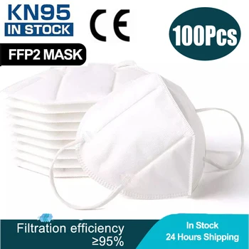 100 kozarcev FFP2 KN95 Maske Mascarillas ffp2kn95 Masko Umetnih, sintetičnih vlaken, Filter Držalo Zaščitne Dihanje Usta Maske Masque maske ce