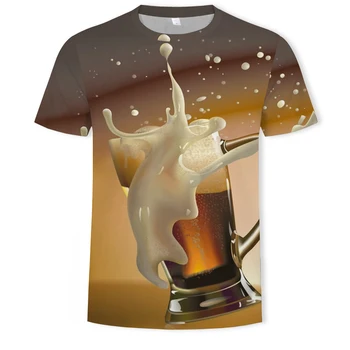 Moda poletne moške 3D pivo natisnjeni moška T-shirt priložnostne O-ovratnik moške klovn T-shirt za moške hip-hop oblačila