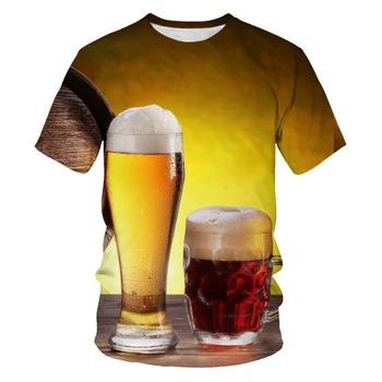 Moda poletne moške 3D pivo natisnjeni moška T-shirt priložnostne O-ovratnik moške klovn T-shirt za moške hip-hop oblačila