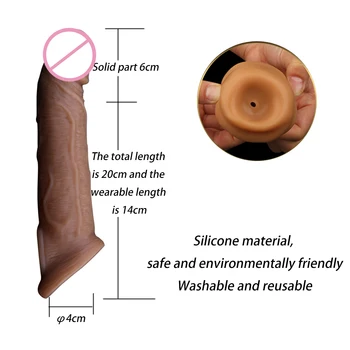 Tekoče Silikona Penis Rokav Spolnih Igrač Za Moške Večkratno Uporabo Kondomov Realističen Penis Extender Dick Kritje Dildo Širitve Seks Izdelka