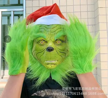 Smešno Stranka, Cosplay, Kako je Grinch Ukradel Božič Grinch Cosplay Latex Masko Najlon Rokavice modno obleko gor