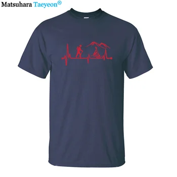 Pohodništvo Kajak srčni Utrip Lifeline Oblačila Priljubljena t-shirt Crewneck Bombaž Tees Vrhovi Poletje Tees Bombaž Vratu O Herre T-Shirt