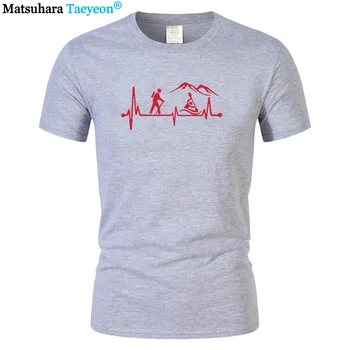 Pohodništvo Kajak srčni Utrip Lifeline Oblačila Priljubljena t-shirt Crewneck Bombaž Tees Vrhovi Poletje Tees Bombaž Vratu O Herre T-Shirt