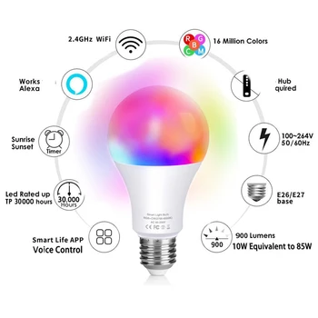 Tuya Wifi Smart LED Lučka za Brezžični Bluetooth Daljinski RGB Zatemniti AC 85V-265V Doma Počitnice Tabela Študija Noč Svetlobe E27 LED Žarnica
