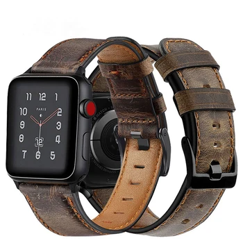 Pazi band za iWatch Apple Gledati Serije 6 SE 5 4 3 letnik usnjeni Trak za iphone watch band 38 mm 42mm iwatch 6/5/4/3 40 44 mm