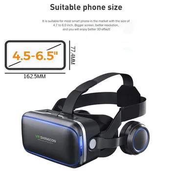 VR -shinecon -POLJE 6.0 slušalke različica virtualne realnosti 3D VR očala, slušalke krmilnik Za Google kartonske Pametni telefon Gif