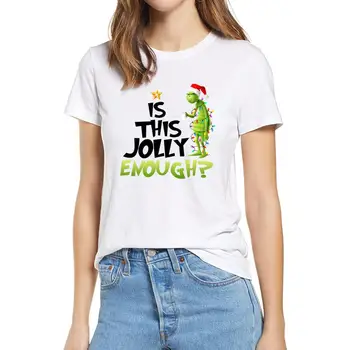Bombaž 2020 Moda Poletje TShirts Grinch Je To Jolly Dovolj Vesel Božič Počitnice Grafični Ženske T-Shirt Mehko Tee Darilo