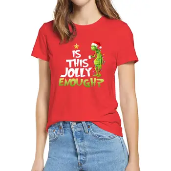 Bombaž 2020 Moda Poletje TShirts Grinch Je To Jolly Dovolj Vesel Božič Počitnice Grafični Ženske T-Shirt Mehko Tee Darilo