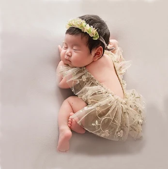 Novorojenček Fotografija Rekviziti Baby Dekle Čipke Romper Bodysuits Obleke Fotografija Dekle Obleko