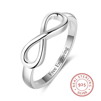 Osebno 925 Sterling Srebro Infinity Obroči za Ženske Graviranje Obljubo, Zaročni Prstani Poročni Večnost Obroč (RI103716)