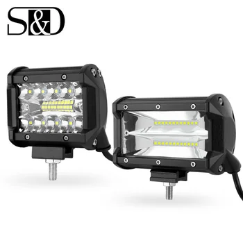 S&D 4 5 palčni palčni LED delovna Lučka 60 W 72W Bar LED 12V 24V Spot Poplav Svetlobe za Tovornjake motorno kolo Luči za Meglo Off Road ATV Čoln SUV