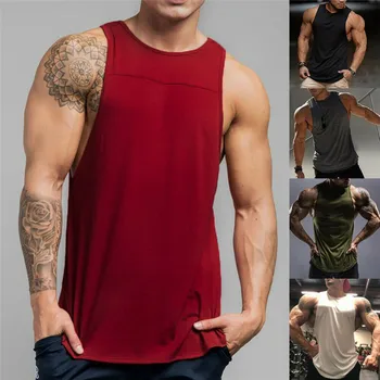 Moda Priložnostne Svoboden Trdni Moški Bodybuilding Stringer Tank Top Y-Nazaj Telovadnico Za Vadbo Športnih Telovnik T Shirt Poletne Obleke
