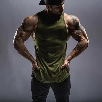 Moda Priložnostne Svoboden Trdni Moški Bodybuilding Stringer Tank Top Y-Nazaj Telovadnico Za Vadbo Športnih Telovnik T Shirt Poletne Obleke