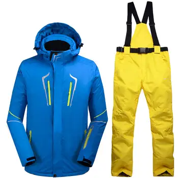 Visoka kakovost Smučarsko obrabe Moške zimske nepremočljiva, windproof toplo -30 stopinj prostem snowboard jakna moški + furnir, smučarske hlače, hlače z oprsnikom