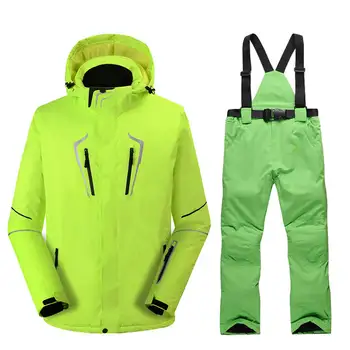 Visoka kakovost Smučarsko obrabe Moške zimske nepremočljiva, windproof toplo -30 stopinj prostem snowboard jakna moški + furnir, smučarske hlače, hlače z oprsnikom