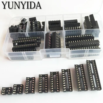 66PCS/Veliko DIP IC Socket Adapter Spojka Tip Vtičnice za Vgradnjo 6,8,14,16,18,20,24,28 zatiči + Box