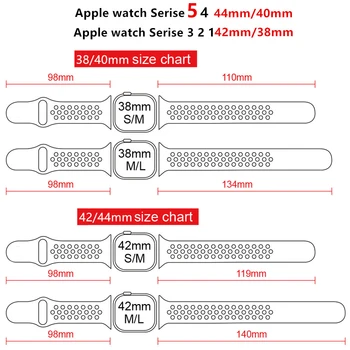 Silikonski Trak Za Apple Watch band 44 mm 40 mm 38 mm 42mm Pribor Dihanje Šport zapestje pas, zapestnica iWatch serie 6 5 4 3 se
