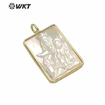 WT-JP234 Neverjetno moda zlato ploščo enotnega zanke matere Božje obesek, vroče prodaje shinning mop lupini devica marija obesek