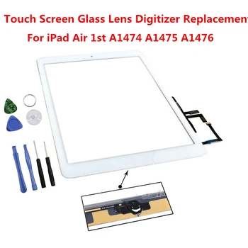 1Pcs Novo zamenjava za iPad Zrak 1 Zaslon na Dotik za iPad 5 A1474 A1475 A1476 Računalnike in Home Gumb Spredaj Steklena Plošča, Replac