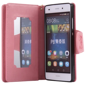 Nephy Luksuznega Usnja Kartice Dekle Telefon Flip Denarnice Primeru za Huawei P8 Lite P8Lite 2017 P10 Plus Y5 II 2 Pokrov Ličila Mirro Ohišje