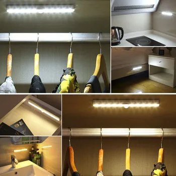 LED Pod Kabinet Svetlobe PIR Senzor Gibanja Lučka 6/10 Led 98/190mm razsvetljava za Omaro Omari, Omaro, Kuhinja noč svetlobe