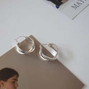 Zlato Barvo Dvojne Plasti Hoop Uhani za Ženske Občutljivo Minimalističen Bling Krog Obroče Uhani Geometrijskih Okrogle Uhane 2020