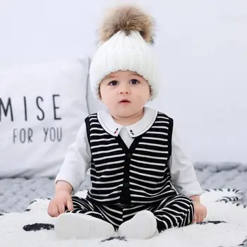 Baby Boy Pletene Obleke Komplet za Malčke Plesti Prugasta Telovnik in Hlače Otroci, Pletenine, Oblačila Jesensko Zimske Modne Obleke