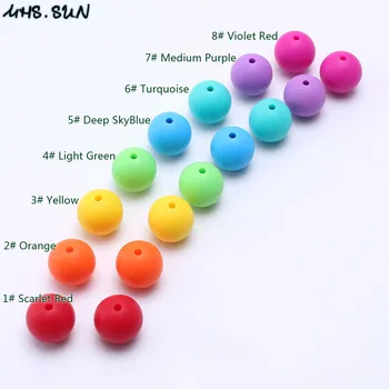 MHS.SONCE Hrane silikona začetnih mavrične barve, 9 mm,12 mm,15 mm,19 mm, okrogle silikonske kroglice žvečljive za otroka, otrok nakit