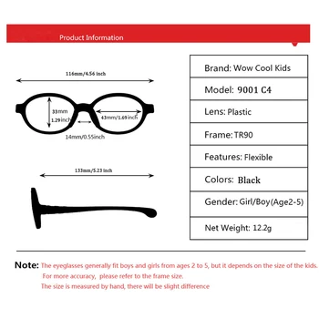 Kirka Otrok Prilagodljiv Otroci Očala TR90 Otroška Očala Mehko Otroci Eyeglass Okvirji za 2-5 Let Optičnih Očal Acetat Črna