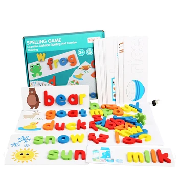 Montessori Črkuj Besedo Igre, Lesene Igrače, Zgodnje Učenje Jigsaw Črko Abecede Puzzle Predšolske Izobraževalne Otroške Igrače za Otroke