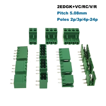 30Pcs Vstavljiv PCB Vijak Terminal Blok Priključek Igrišču 5.08 mm 2/3/4/5/6/7/8/9/10P Moški Ženski 2EDGK/VC/RC/V/R Plug-v Bornier