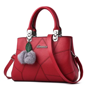 Ženske vrečko oblikovalec modne ženske PU usnje torbice ladie ramo torbe, visoko kakovost ženski crossbody vrečko z las žogo obesek