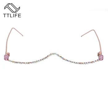 TTLIFE Očala Okvir Za Ženske Objektiv Pol Okvir Luksuzni Diamond Očala Cirkon Pisane Dekorativni Okvir Očal