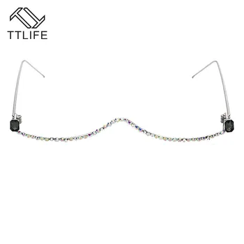 TTLIFE Očala Okvir Za Ženske Objektiv Pol Okvir Luksuzni Diamond Očala Cirkon Pisane Dekorativni Okvir Očal